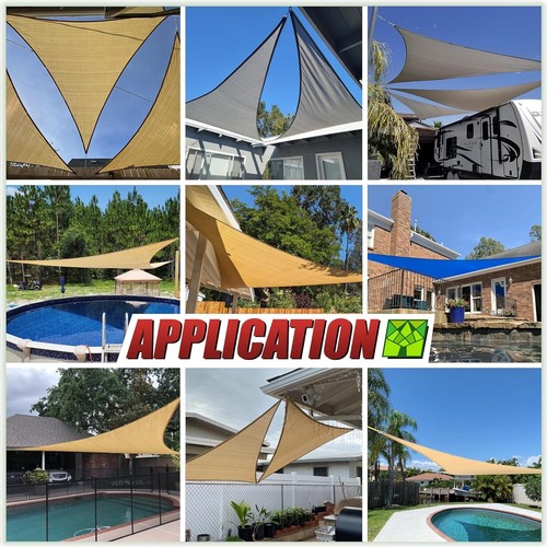 Durable 5' x 10' x 11.2' Beige Sun Shade Sail - 95% UV Block & Breathable Fabric - Bild 5 von 10
