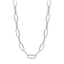 Paper Clip 4mm Chain Necklace Stainless Steel Silver