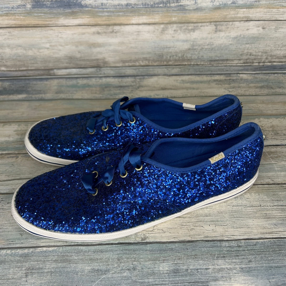 Keds Kate Spade Blue Glitter Shoes Size 9 Bling Sneaker WF56238 Shoes Womens