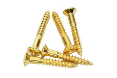 Guitar Bridge Mounting Screws  #6 x 1''-Set of 4- Gold fits Fender  Tele Bridges