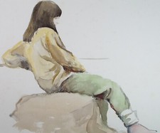Original Watercolour ' Seated Female', c1960's, Franklin White (1892-1975)