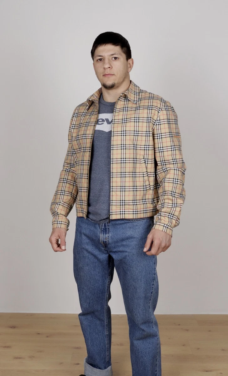 Men's Burberry Golf Beige Full Nova Check Jacket Size L