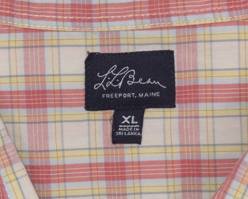 LL Bean Mens XL Shirt Signature Beige Red Plaid Long Sleeve Button Front - Picture 3 of 4