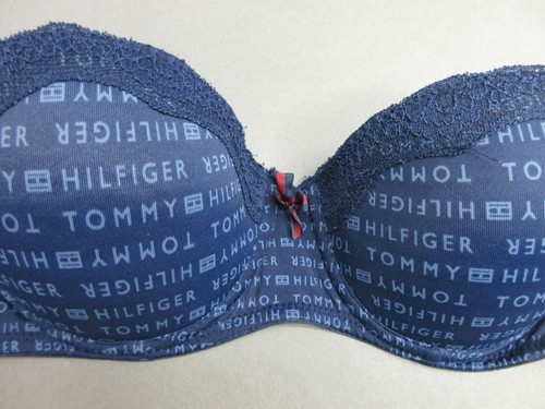 36B TOMMY HILFIGER WOMENS NAVY UNDERWIRE LINED STRAPLESS PUSH-UP BRA 2B - Picture 2 of 8