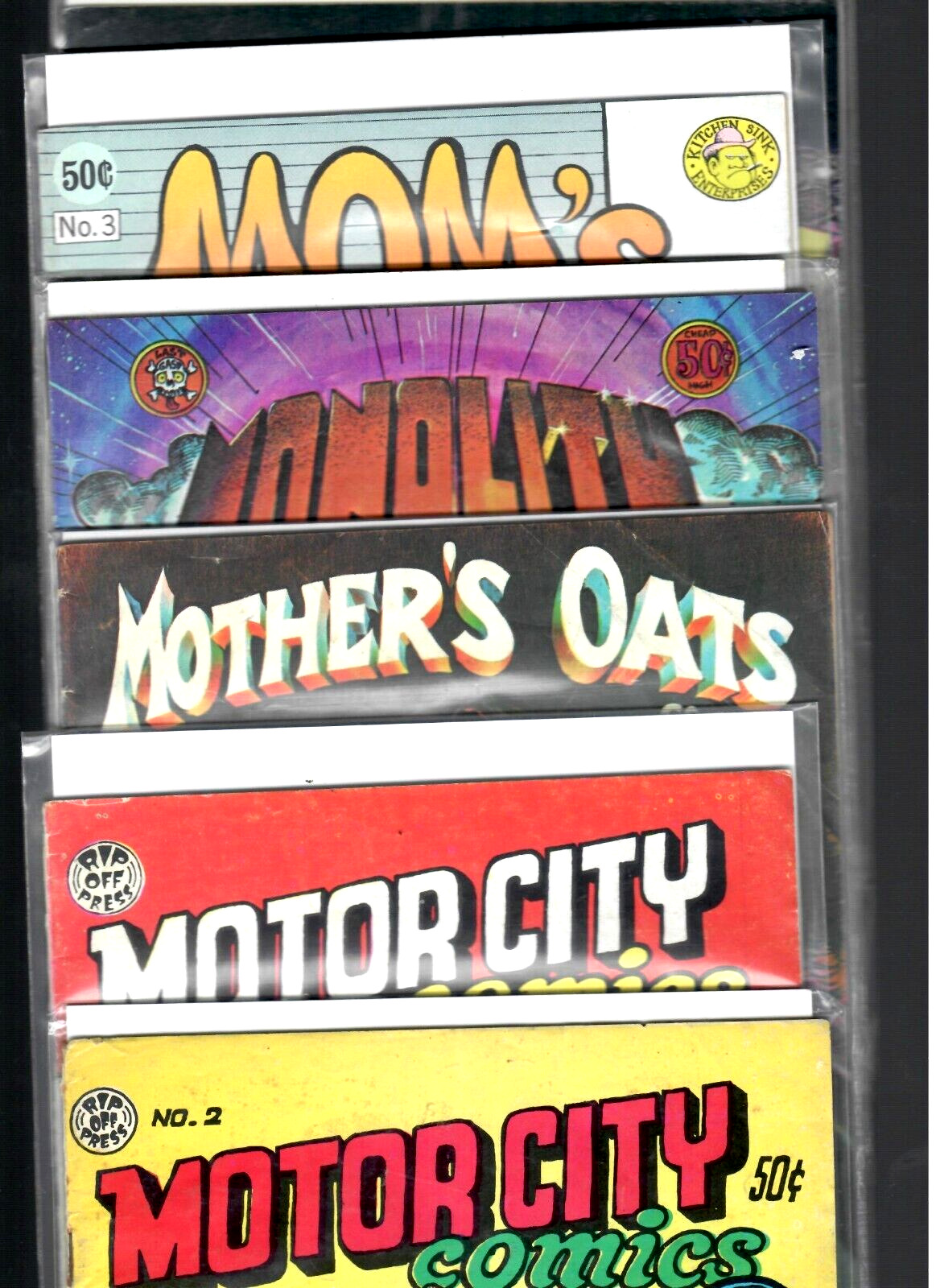 Lot of 6 Underground Comix- Motor City, Monolith, Mother's Oats. Mom's Homemade