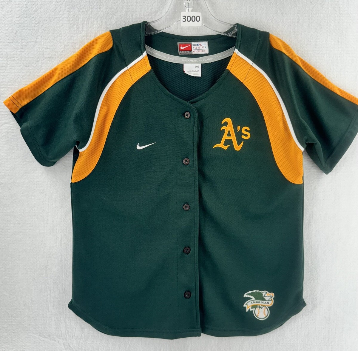 Nike Team MLB Oakland Athletics A'S Green Yellow Baseball Jersey Size M  Youth