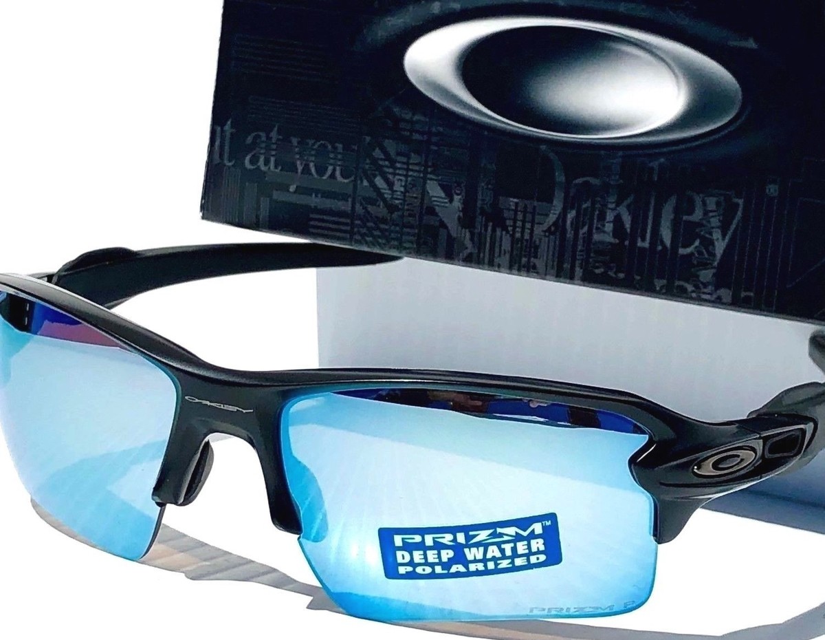 NEW Oakley Flak 2.0 Matte Black POLARIZED Deep Water H2O lens