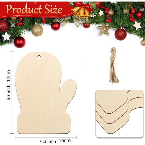 20pcs Wooden Glove Shaped Ornaments for DIY Crafts Ideal Gift for Holiday Season - Picture 5 of 9