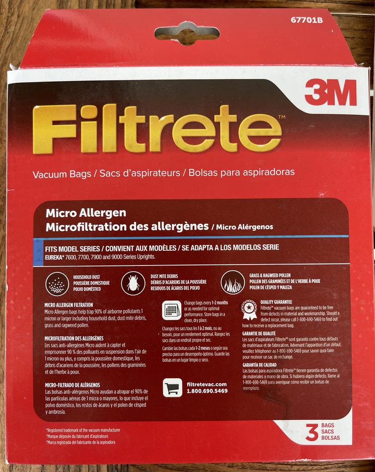 Filtrete 3M Type U Micro Allergen Vacuum Bags 5 Bags Eureka 7600 7700 7900 9000 - Image 4 of 4
