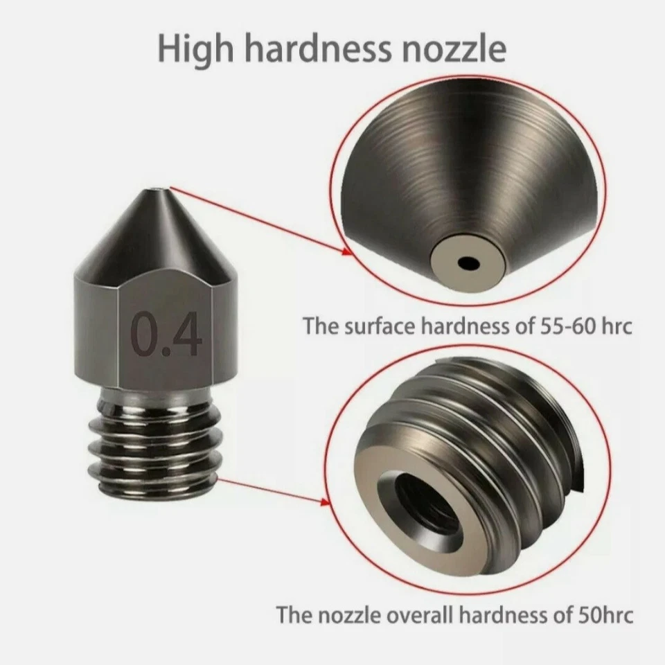 1PC Swiss MK8 Hardened Steel Nozzle To MK8 Extruder For Ender 3 CR10 Block UK — 第 4/4 张图片