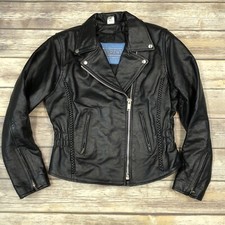 X Element Medium Black Usa Leather Asymmetric Zip Vintage Motorcycle Jacket