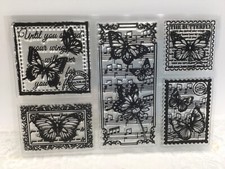 5 butterfly vintage background clear stamps, junk journal, scrapbook, ephemera