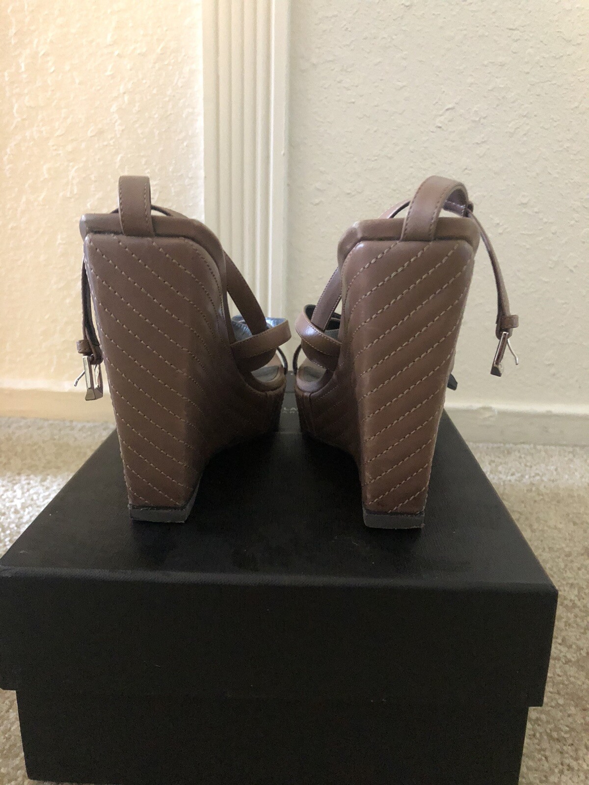 scarpe yves saint laurent 38 5 sandali con tacco plateau