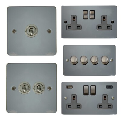 G&H Flachplatte Lichtgrau FLG3 Lichtschalter, Steckdosen, USB, Dimmer, Kippschalter