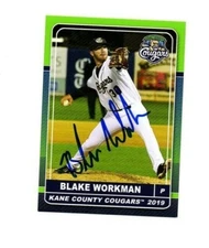 Blake Workman signed autographed 2019 Kane County Cougars team card Las Vegas e