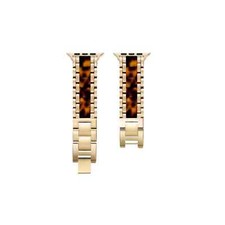 Ladies Metal Watch Band For Apple Watch 38mm 40mm , Shiny Gold/Tortoise Resin