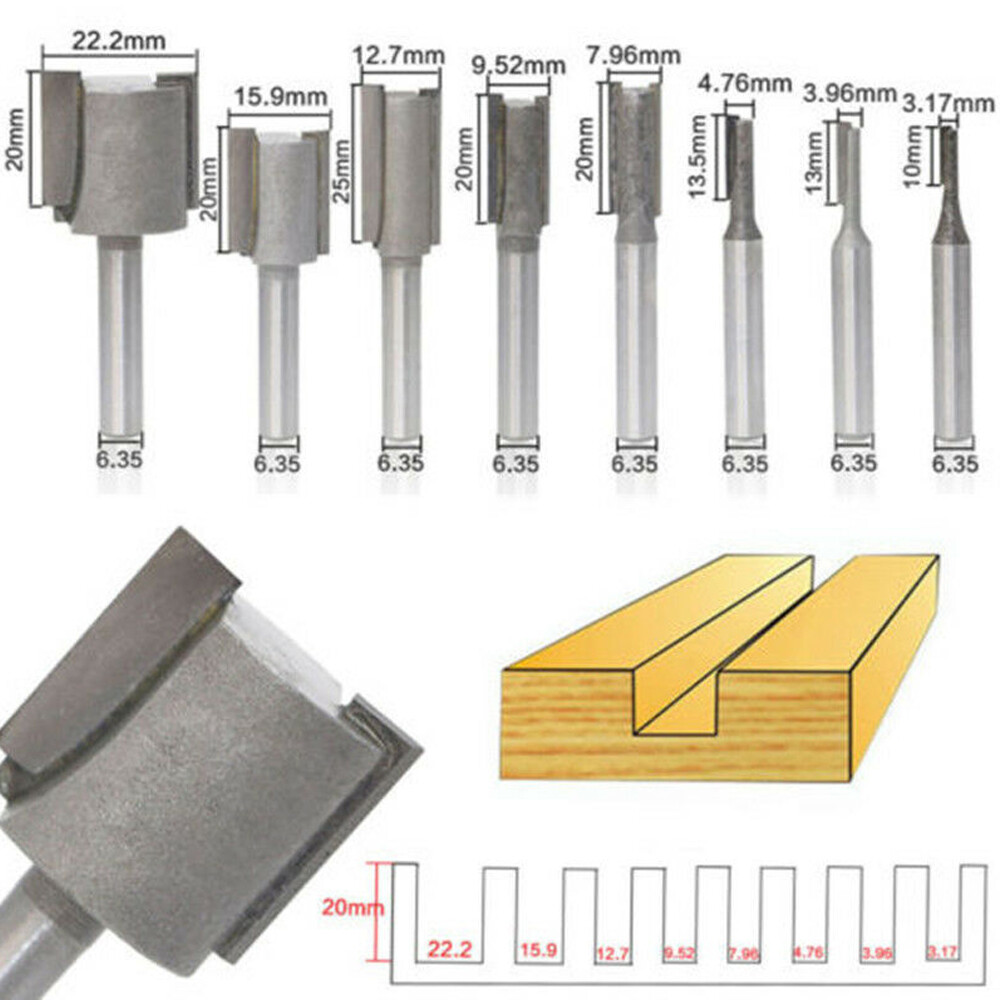APIELE 4 Geradfräser Set – 8mm Schaft – Hartmetall – Schnittlängen 40-76mm – Für Holz, MDF, Spanplatte – Im Aufbewahrungskoffer