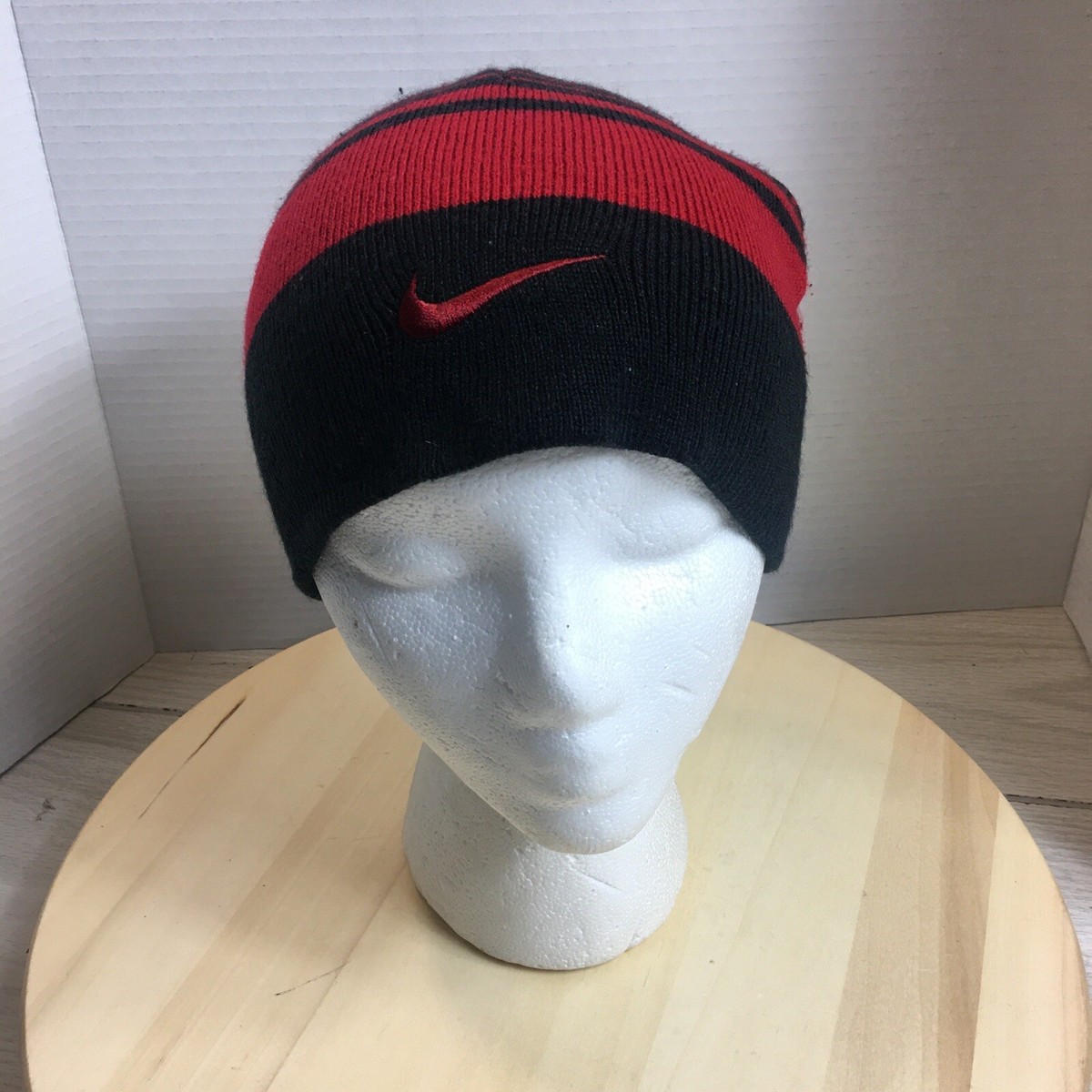 black and red nike beanie