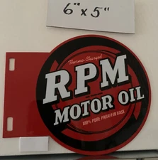 RPM Motor Oil Porcelain Like Flange Sign Paddle Gas Station Service Oil