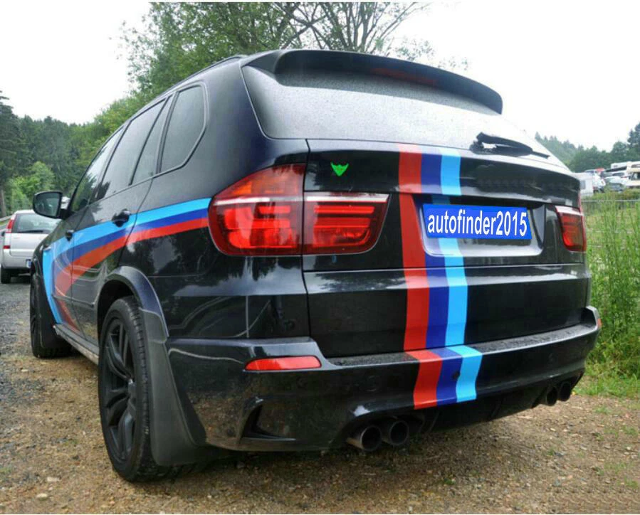 Pegatina tricolor de coche a rayas de carreras para BMW X3 X5 gráficos calcomanía de deportes de motor  Foto 3 de 4