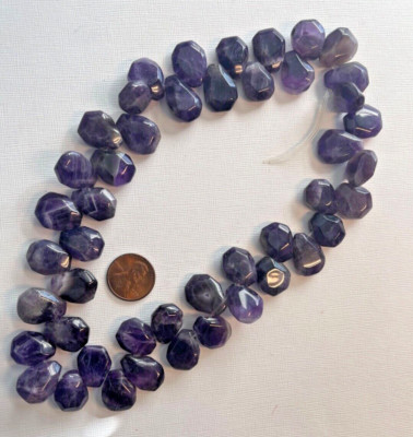 ONE STRAND OF GENUINE 16'' AMETHYST FACETED TEAR DROP 20X16MM BELOW WHOLESALE!!!