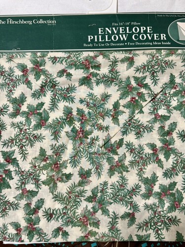 2 Christmas Pillow Cover Fits 16"-18" Envelope New USA Holly Berry Vintage Decor - Picture 2 of 6