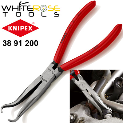 Knipex Mechaniker Zange 200 mm 45 Grad abgewinkelt halbrunde lange Backen 38 91 200