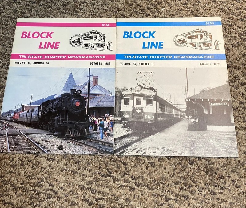 Lot of 2 Block Line Railroad  Aug. 1986 @ Oct. 1986 TRI STATE NRHS Publications