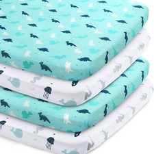 Bassinet Fitted Sheets Fit for Rectangle/Oval/Hourglass Bassinet Mattress 4 Pack