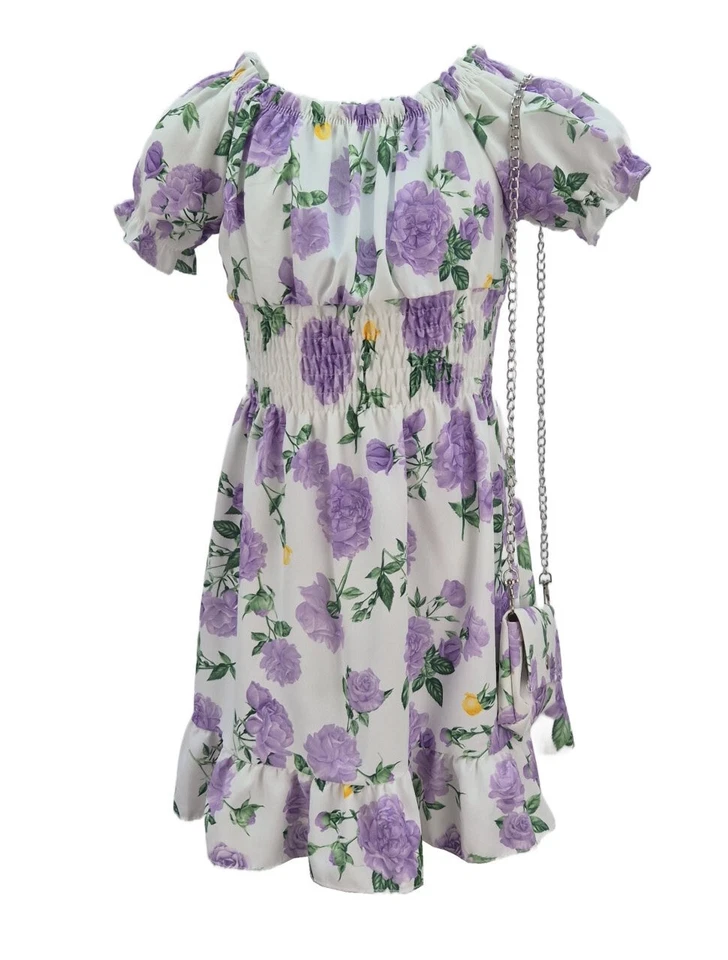 Kleid Sommerkleid mit Tasche kurzarm *NEU*  K9571a - Bild 2 von 4