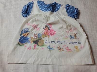 Vintage Mothercare Baby Girl Size 80cm Kids Teeter Totter  Bunny White Blue 