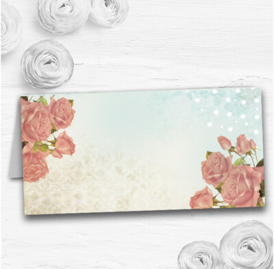 Tischkarten Shabby Chic Vintage Blumen klassisch hell Hochzeit Sitzgruppe Name