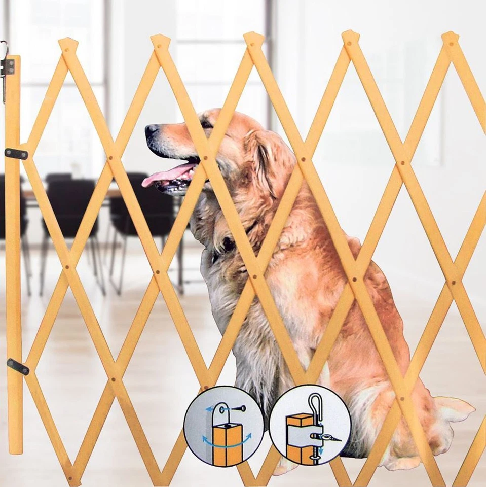 Barrière de Sécurité Animal Nature Grille pour Chiens Séparation Bois - Photo 1/1