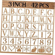 Letter Stencils Numbers Craft Stencils, 42 Pcs Reusable Plastic Alphabet 3 Inch