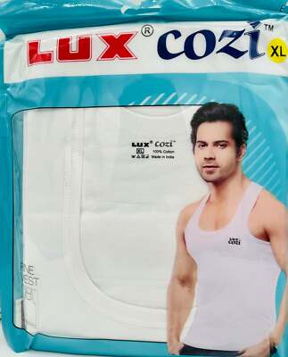 Lux Cozi Men's SOFT FINE 100% Cotton White VEST PACK 1 PC