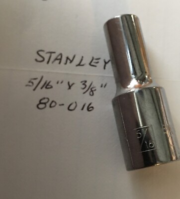 Stanley 5/16'' x 3/8'' Dr Deep  Socket 6 Pt # 80-016 Chrome Finish Free Shipping