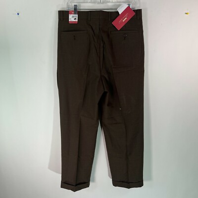 Louis Raphael Men Mid Rise Stretch Cuffed Chocolate Brown Dress Pants Size  34X29 | eBay