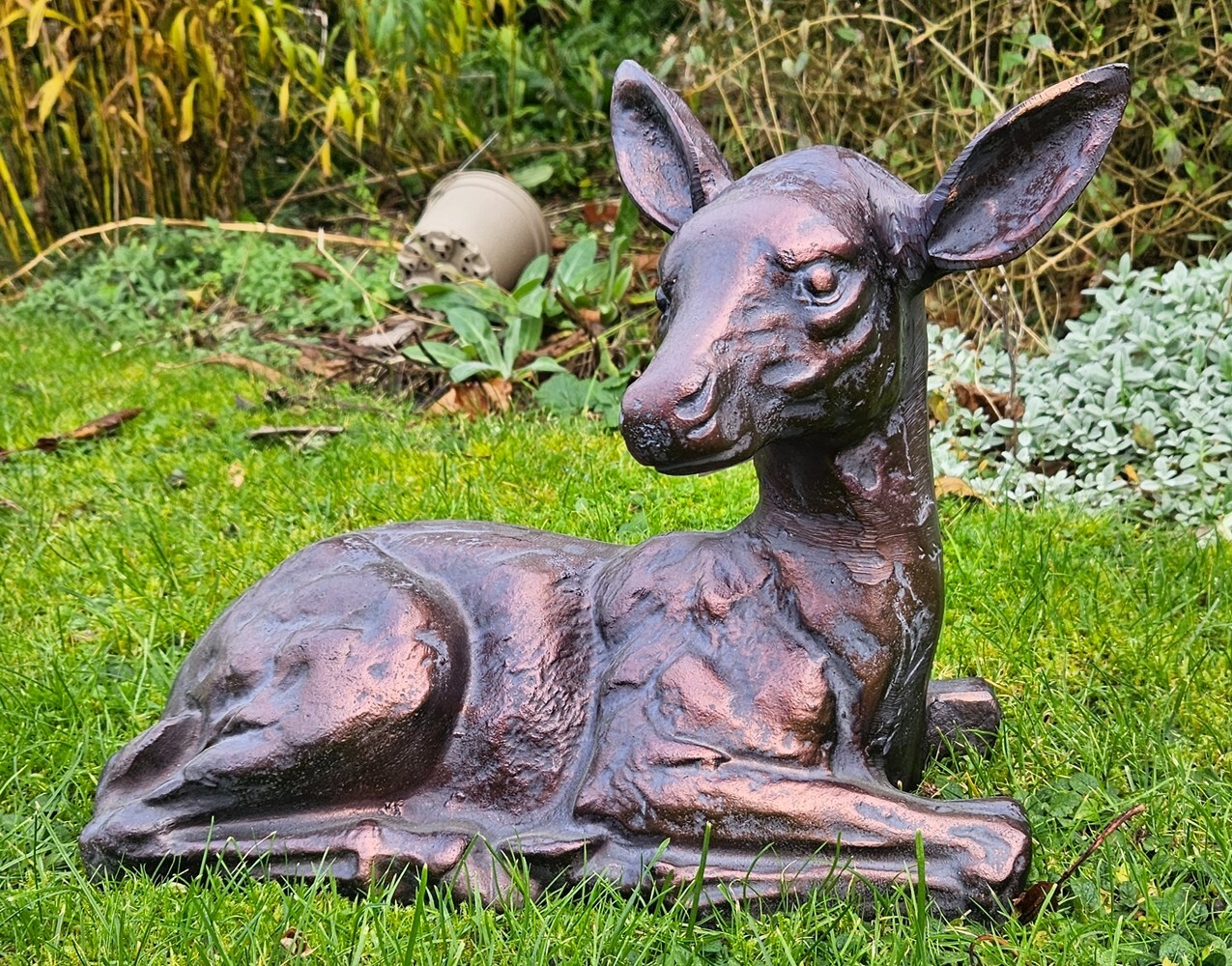 Rackhams Bronze Laying Fawn Garden Sculpture Deer Ornament - Cast Aluminium - Sculpture - Image 2