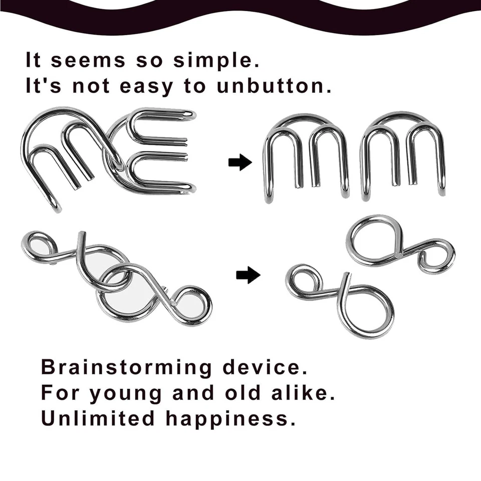 Metal Wire Puzzle Set of 24,Brain Teaser IQ Test Iron Link Unlock Interlock Game - Image 2 of 4