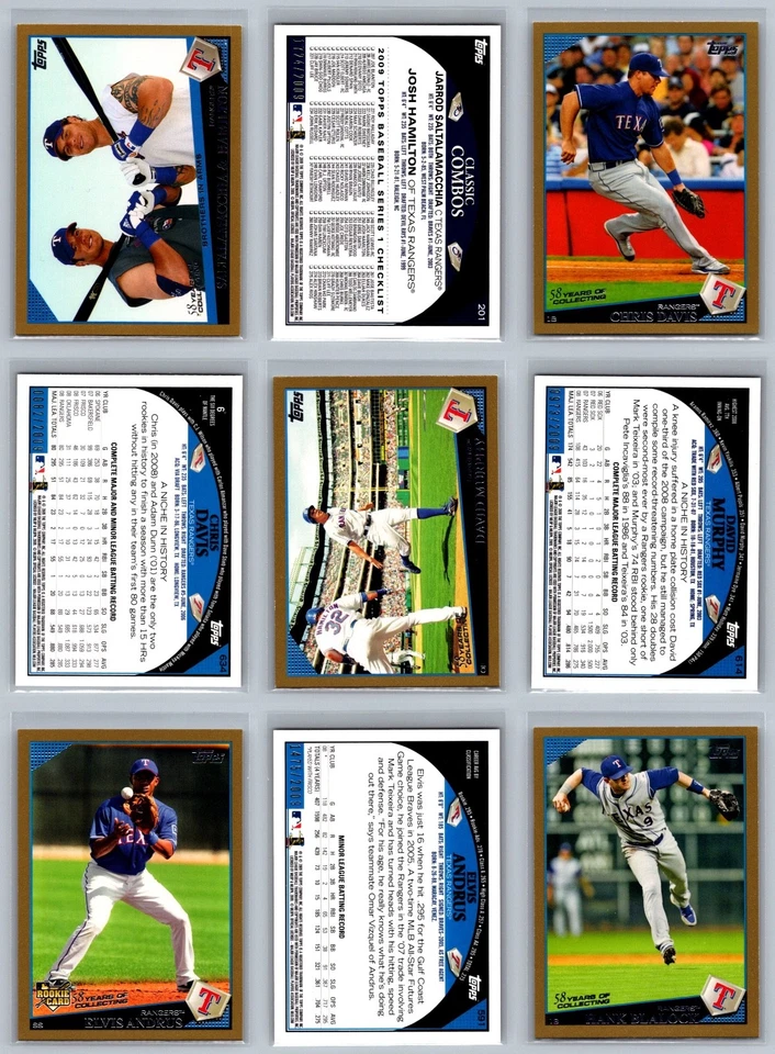 Lote de tarjetas de béisbol Texas Rangers Topps serie dorada numerada #/2009 (19) casi nuevas Foto 4 de 4