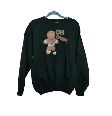Gingerbread Man oh snap/bite me ugly Christmas sweater men s  MED