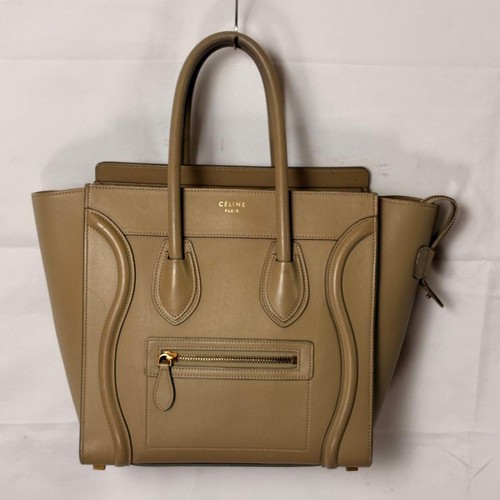 CELINE Luggage Micro Shopper Drew Beige Leather Tote Used From Japan