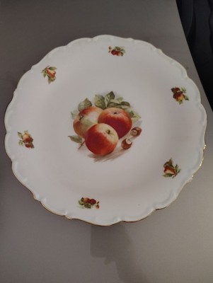 Schumann Arzberg Bavaria china platter Apple Nut orchard, scalloped gold trim 11
