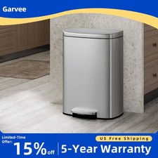 13 Gal 50L Stainless Steel Kitchen Trash Can with Step-on Soft Close Lid