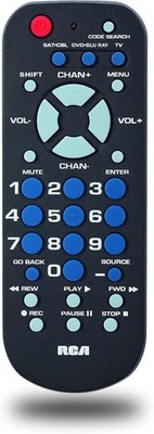 RCA 3-Device Universal Remote Control for TV DVD Blu Ray & Cable in Black