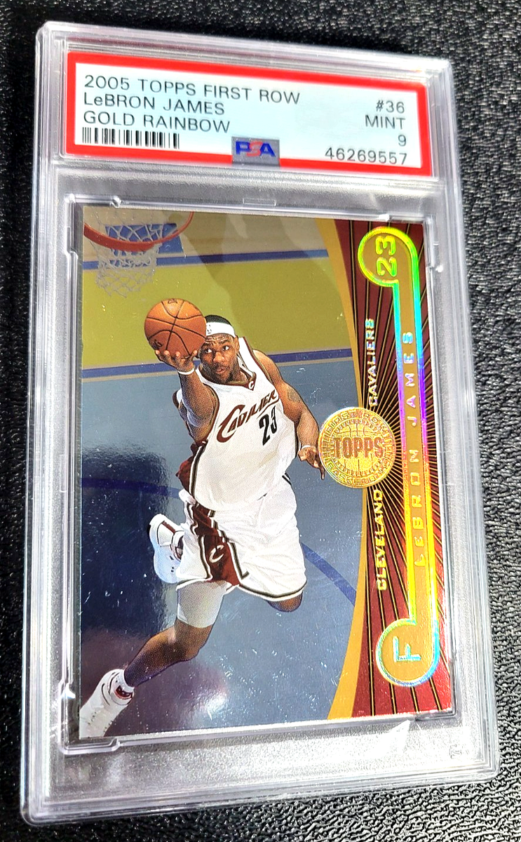 2005 PSA 9 MINT LEBRON JAMES TOPPS FIRST ROW GOLD RAINBOW /325