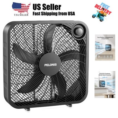 20 Inch Box Fan   3 Speeds, 25ft/s, Floor Fans, Superior Air Throw 2295 CFM, ...