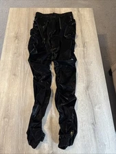 Labijou Pants Womens Black Rouched Pull On Elastic Waist Polyester Trouser Small