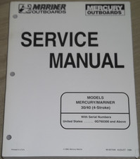 Manuale Di Servizio Del Motore 4 Tempi 30HP 40HP MERCURY MARINER 1998 90-857046