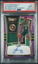 Jayson Tatum - 2017 Select Rookie Jersey Autograph Purple /99 - PSA 9 / Auto 10